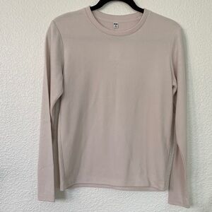 NWT Uniqlo Women's Heat-tech Fleece Crew Neck Long Sleeve - Cream / Natural SX